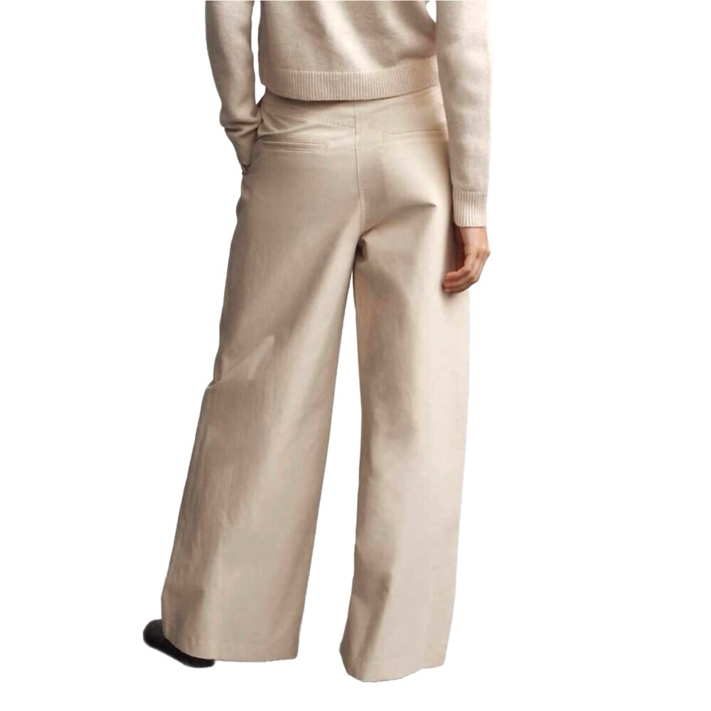 TWP Wide Leg Pants Light Khaki Pleat Front Green Street Size 10 - Picture 3 of 10